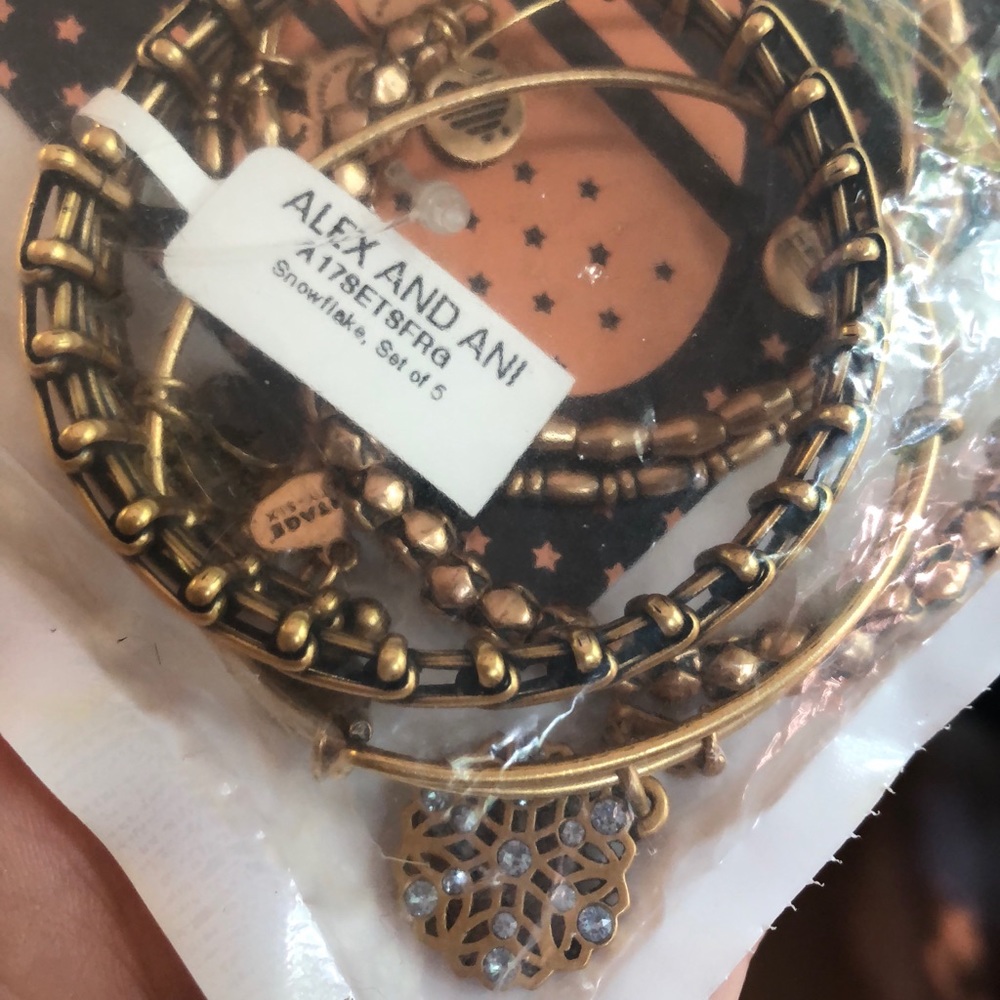 NWT Alex & Ani retired snowflake set of 5 bangle